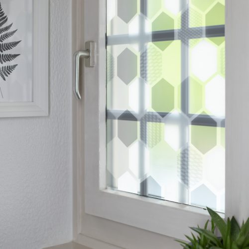 Statikus üvegfólia – hatszög mintával, 45 × 150 cm