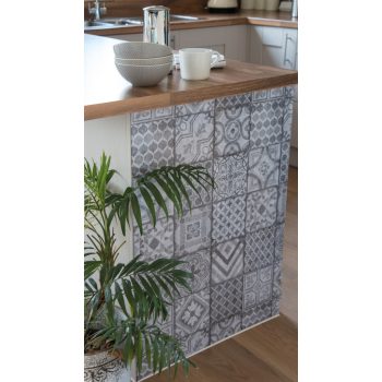   Öntapadós tapéta – csempés – kékesszürke – 45 × 150 cm