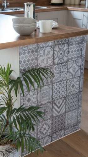 Öntapadós tapéta – csempés – kékesszürke – 45 × 150 cm