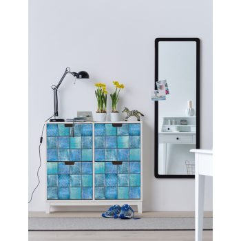 Öntapadós tapéta – csempés – kék – 45 × 150 cm