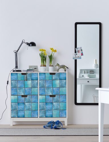 Öntapadós tapéta – csempés – kék – 45 × 150 cm