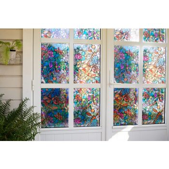   Öntapadós üvegfólia – színes ólomüveg mintás – 45 × 200 cm