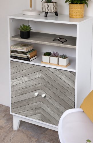 Öntapadós tapéta – Chevron – szürke – 67,5 × 200 cm