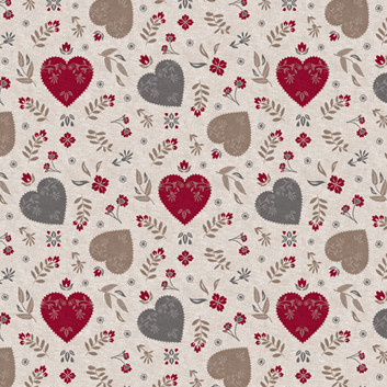 Viaszosvászon terítő piros szív 100 x 140 cm