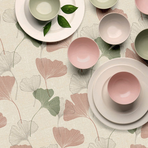 Viaszosvászon terítő zöld ginkgo 140 x 200 cm