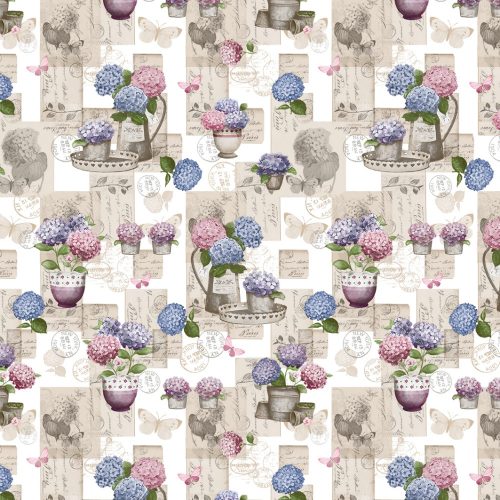 Viaszosvászon terítő hortenzia vintage 100 x 140 cm