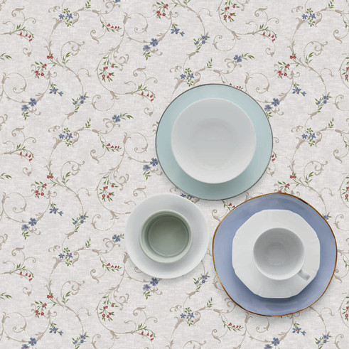 Viaszosvászon terítő indás kék virágok - 140 x 140 cm