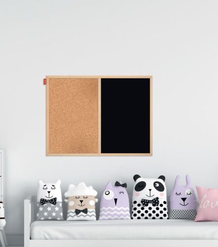 Krétás kombitábla - parafával, 90 x 60 cm